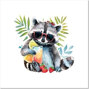 Summertime Raccoon sunglasses Posters and Art